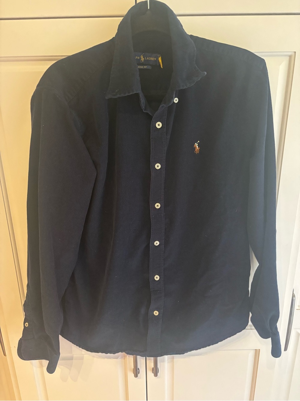 Polo Ralph Lauren Men’s L Navy Blue Corduroy Classic Fit Button Down Shirt
